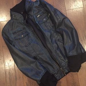 Turquoise Faux Leather Jacket